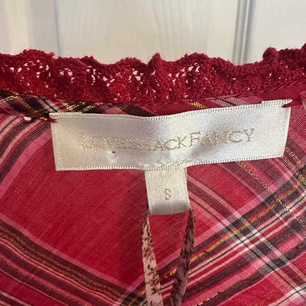 NWT Love Shack Fancy Milena Plaid Long Sleeve Mini Dress - Picture 5 of 7